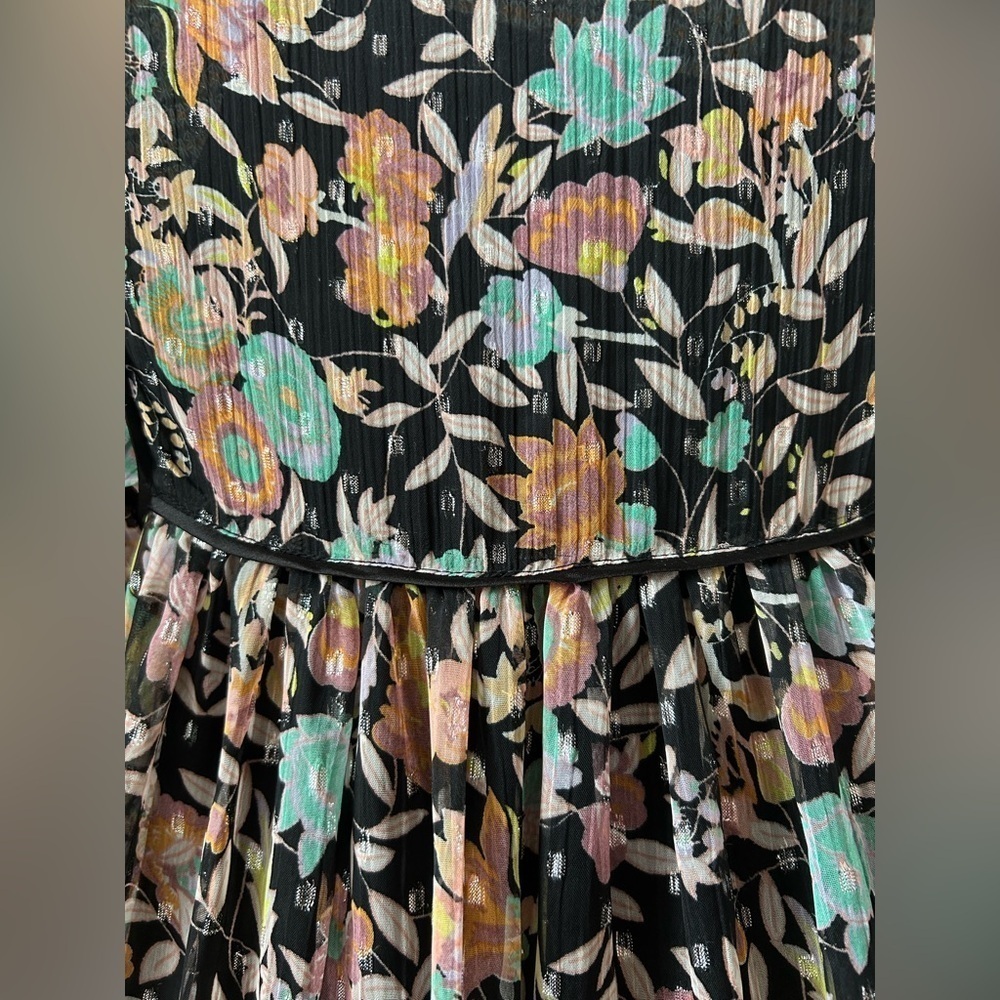 FREE PEOPLE BOHO SWING DRESS Sz. S. BOHO CHIC, STYLISH, METALLIC DETAILING - Picture 11 of 14